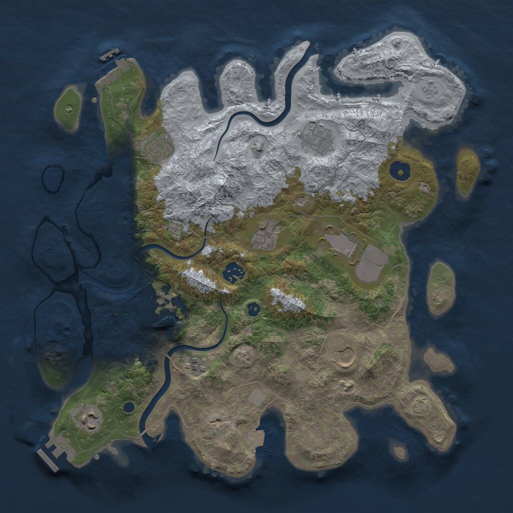 Rust Map: Procedural Map, Size: 3750, Seed: 747936252, 15 Monuments