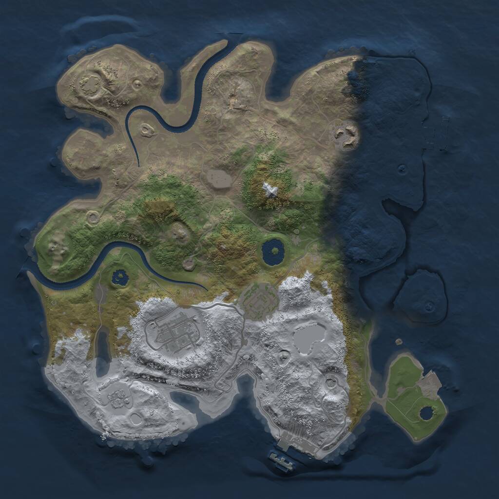 Rust Map: Procedural Map, Size: 3000, Seed: 350587499, 9 Monuments