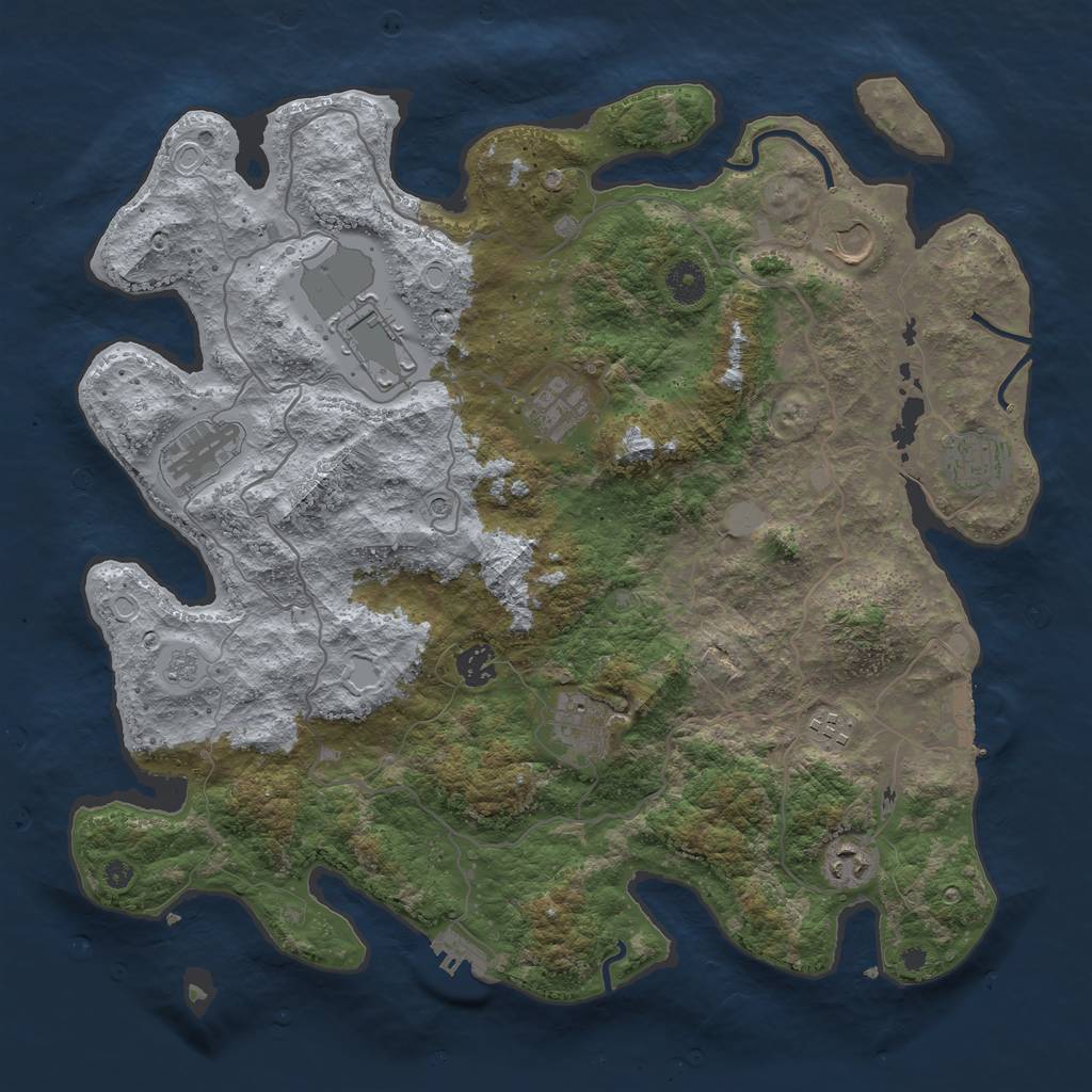 Rust Map: Procedural Map, Size: 4000, Seed: 1208107902, 16 Monuments