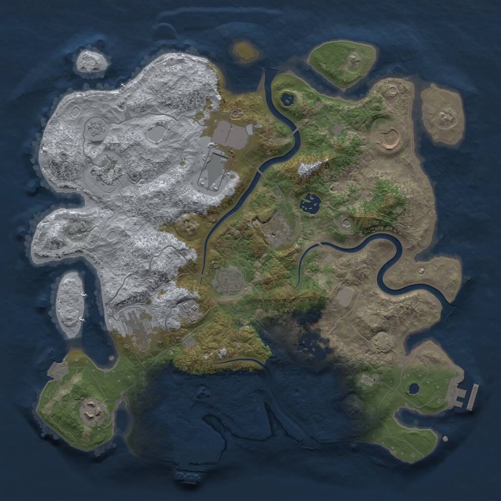 Rust Map: Procedural Map, Size: 3750, Seed: 3131, 16 Monuments