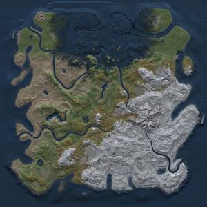 Thumbnail Rust Map: Procedural Map, Size: 5000, Seed: 199799861, 16 Monuments
