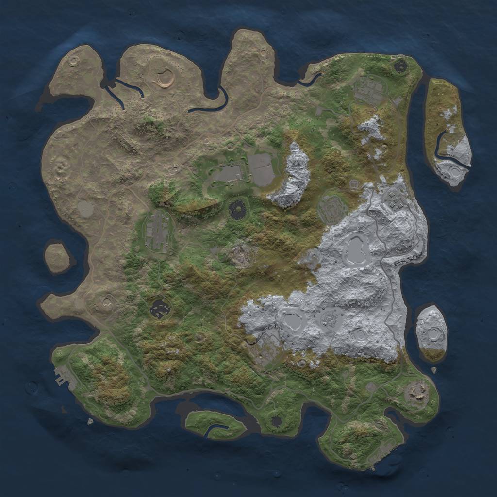 Rust Map: Procedural Map, Size: 4000, Seed: 536546, 16 Monuments
