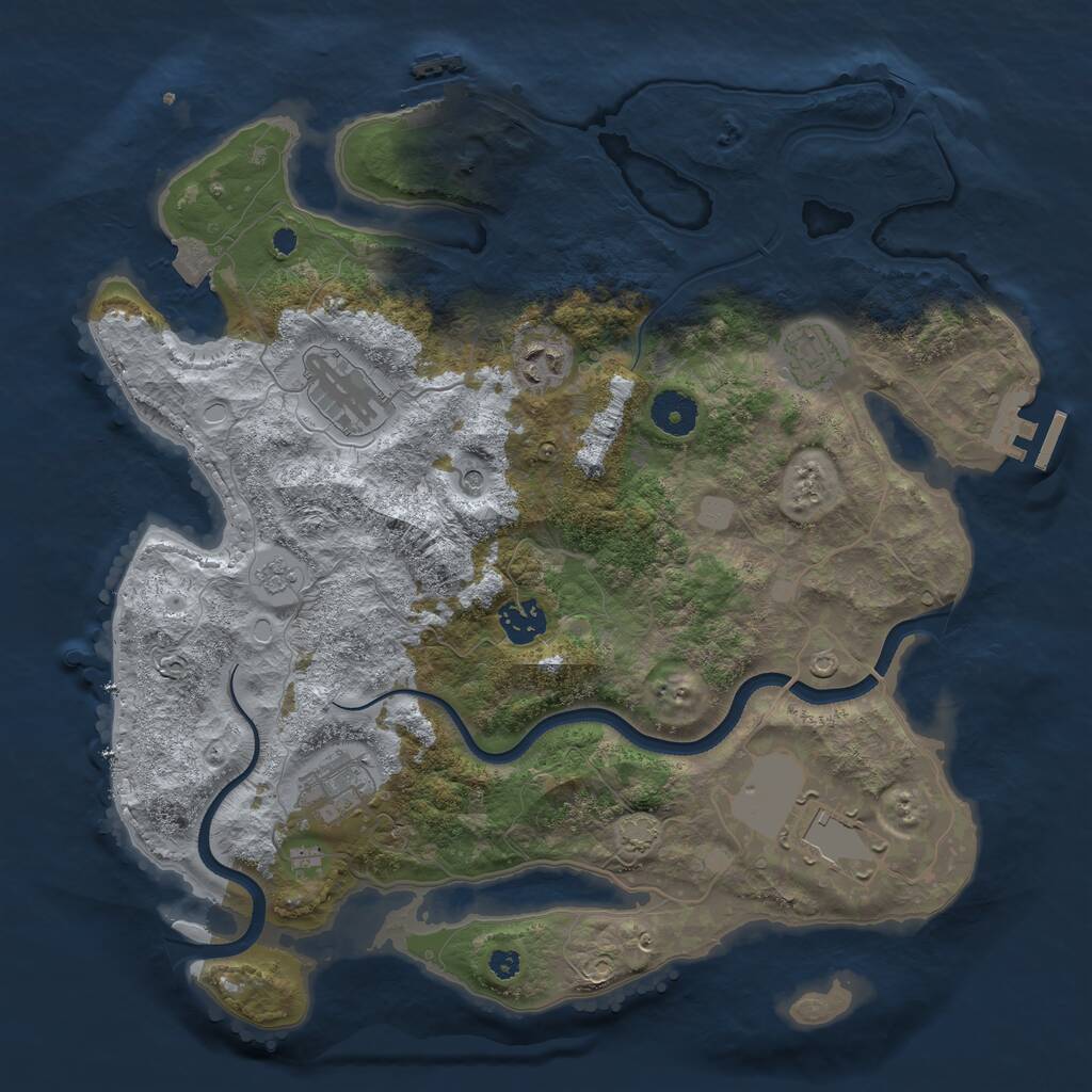 Rust Map: Procedural Map, Size: 3600, Seed: 135528802, 12 Monuments