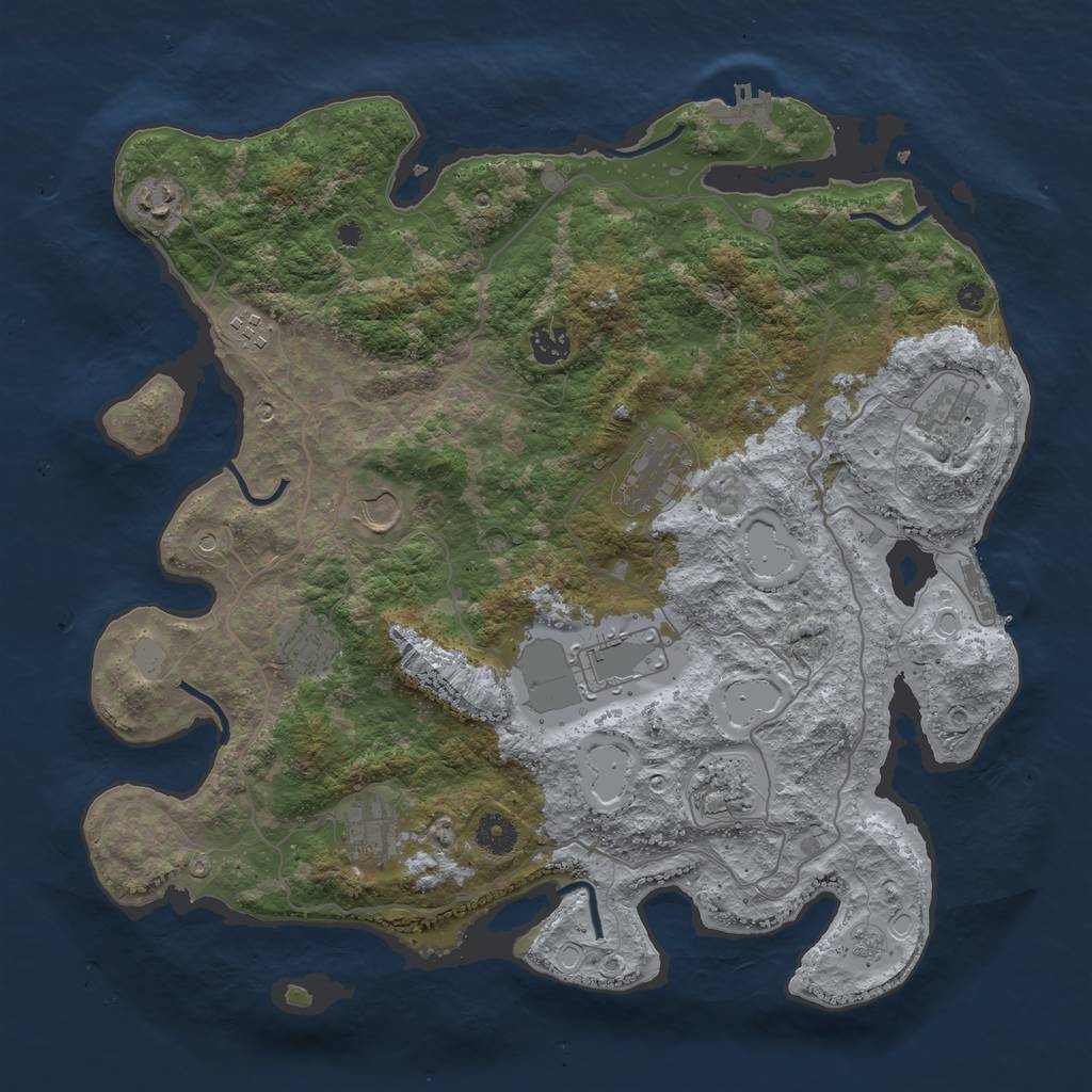 Rust Map: Procedural Map, Size: 4000, Seed: 653978703, 17 Monuments