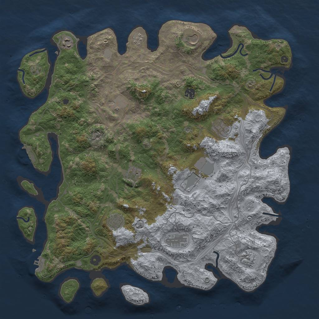 Rust Map: Procedural Map, Size: 4500, Seed: 1791421804, 18 Monuments