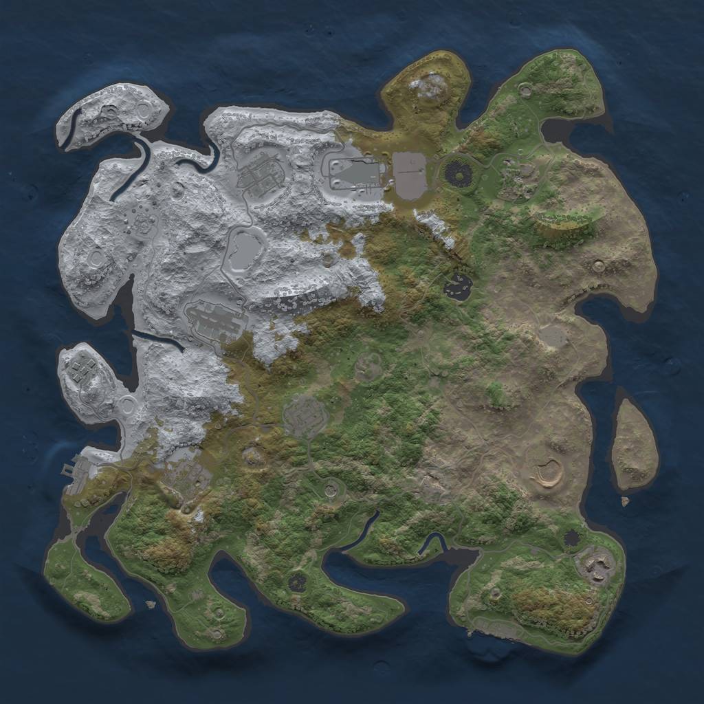 Rust Map: Procedural Map, Size: 3800, Seed: 187201, 17 Monuments