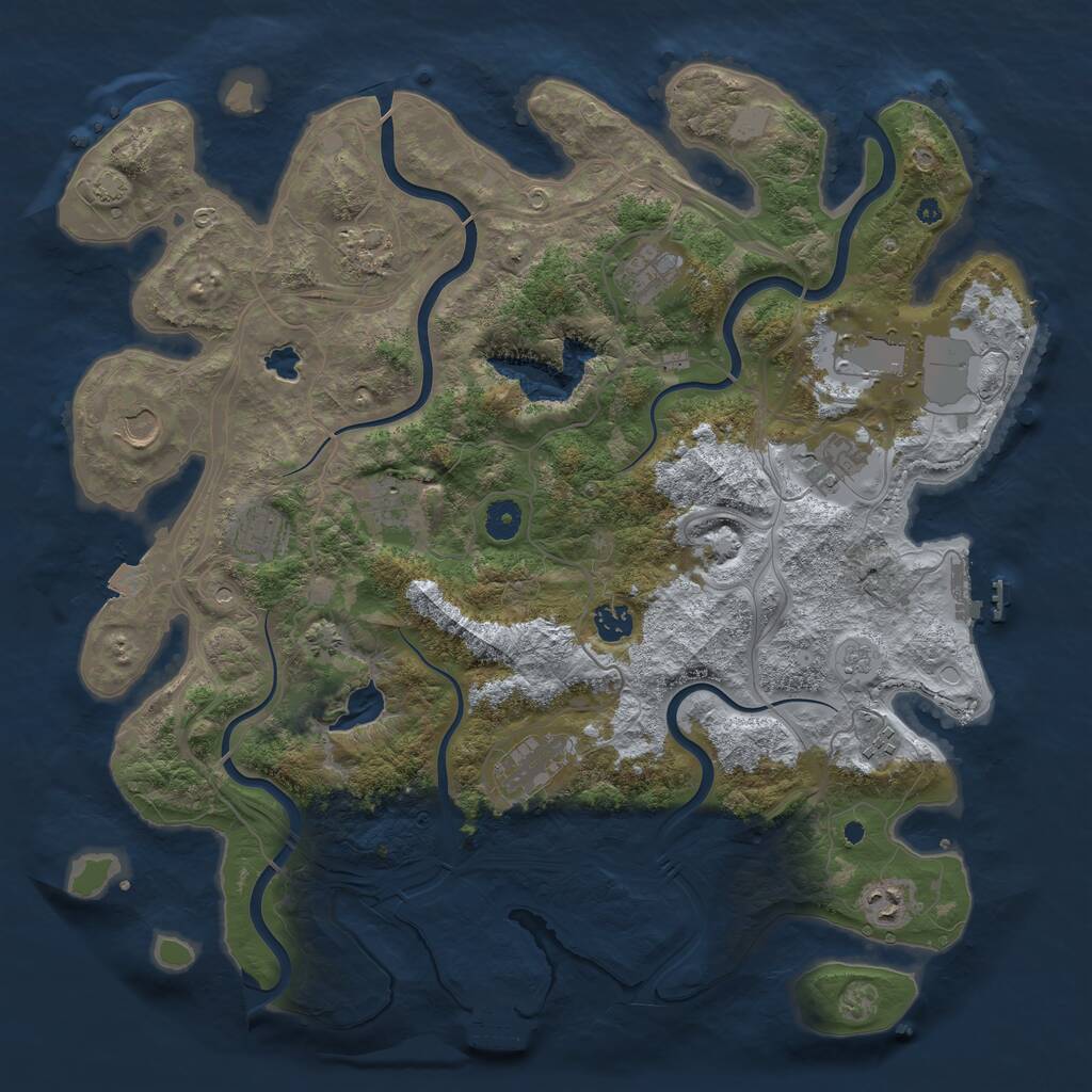 Rust Map: Procedural Map, Size: 4250, Seed: 887249507, 17 Monuments