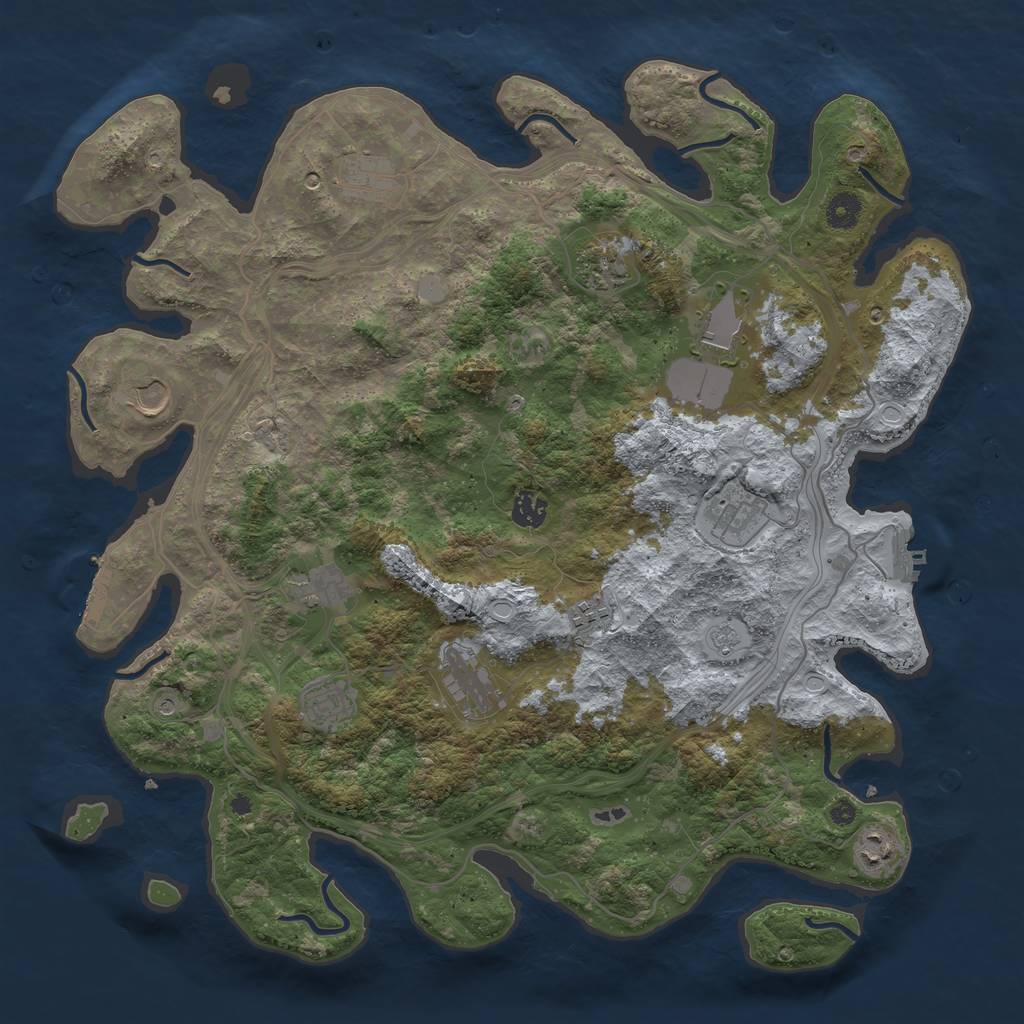 Rust Map: Procedural Map, Size: 4250, Seed: 887249507, 18 Monuments