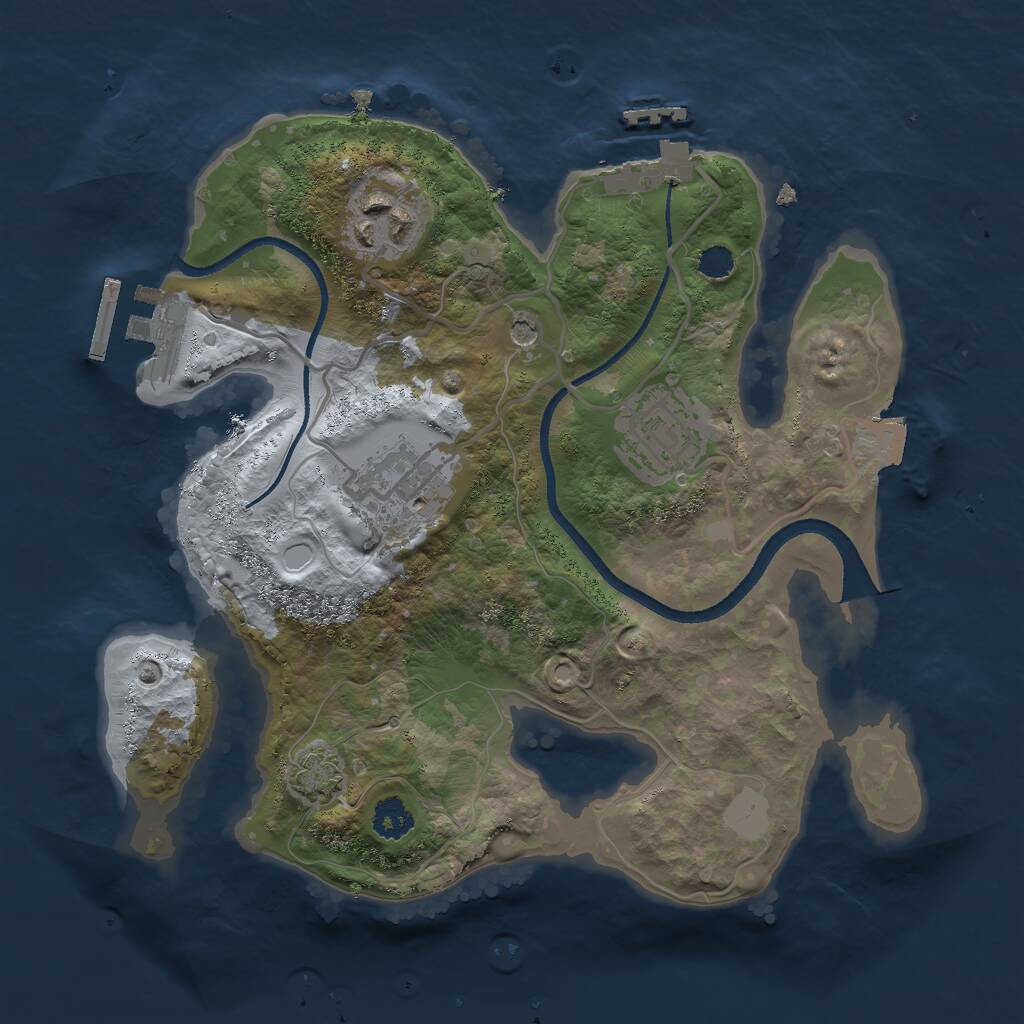 Rust Map: Procedural Map, Size: 2500, Seed: 677275589, 8 Monuments