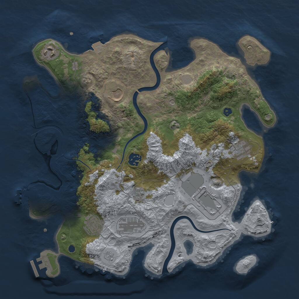 Rust Map: Procedural Map, Size: 3500, Seed: 215144601, 14 Monuments