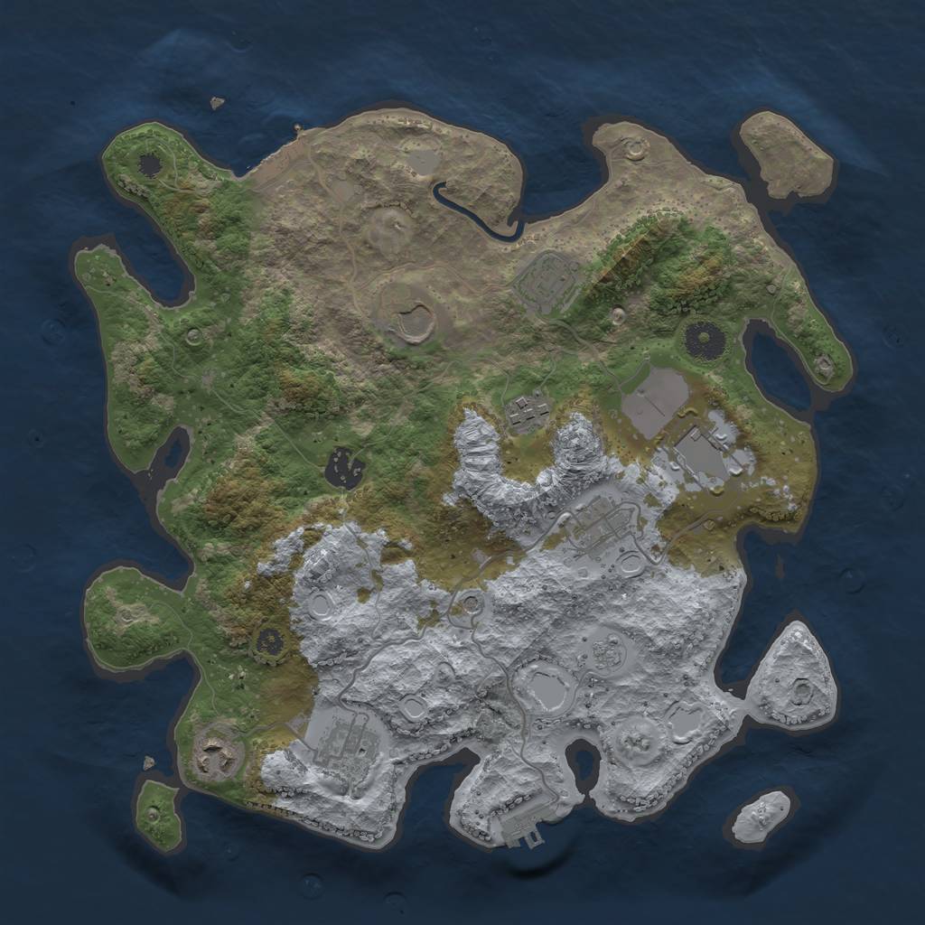 Rust Map: Procedural Map, Size: 3500, Seed: 215144601, 15 Monuments