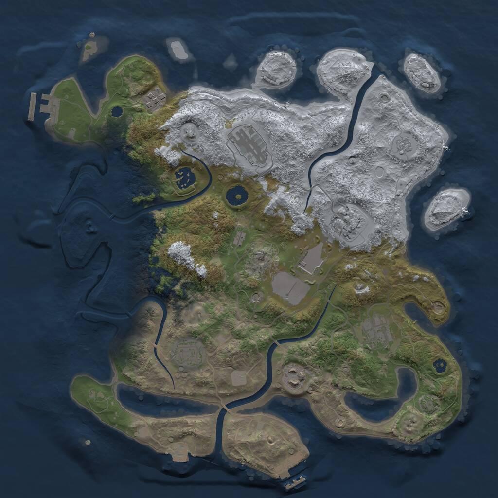 Rust Map: Procedural Map, Size: 3600, Seed: 88008177, 14 Monuments