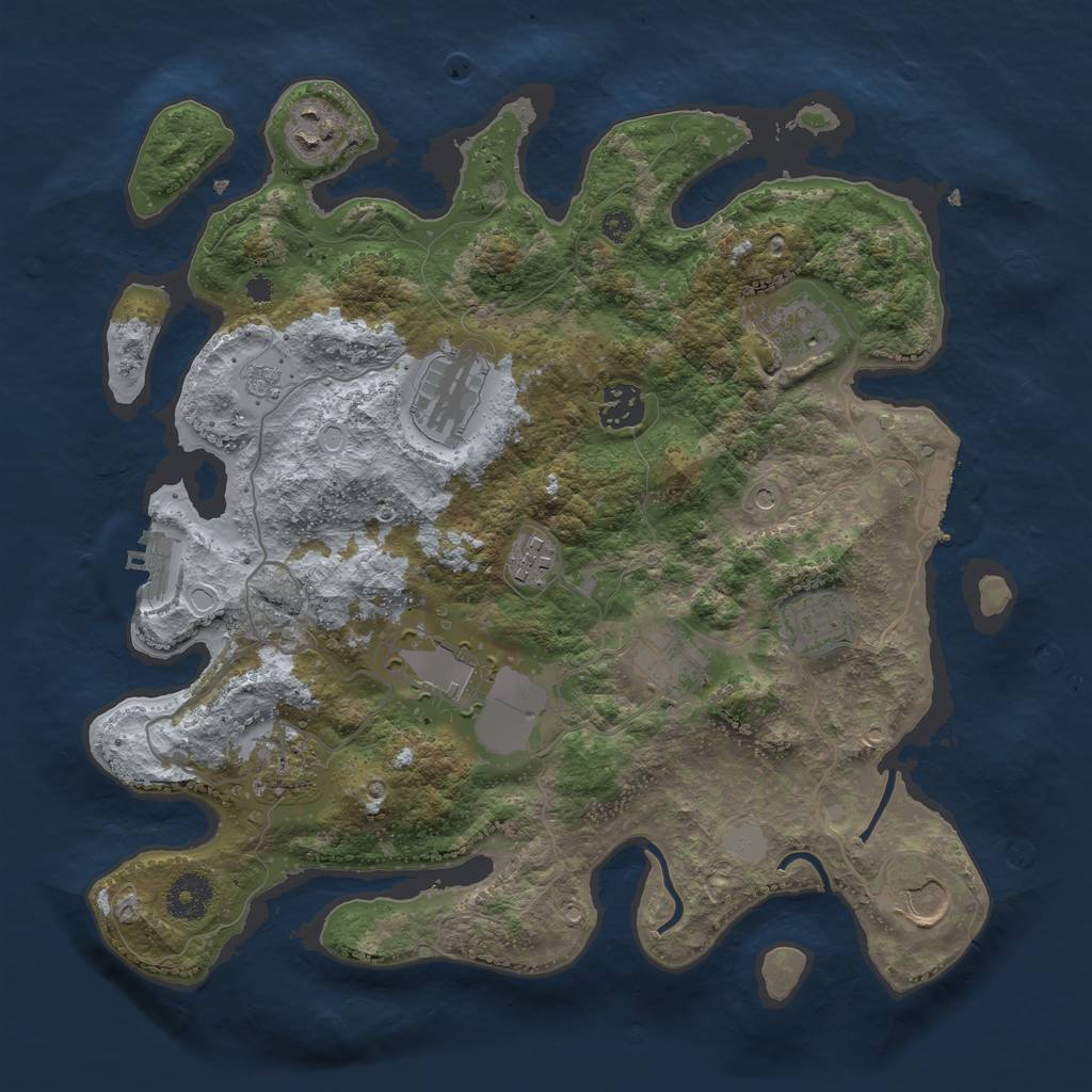 Rust Map: Procedural Map, Size: 3500, Seed: 722828462, 17 Monuments