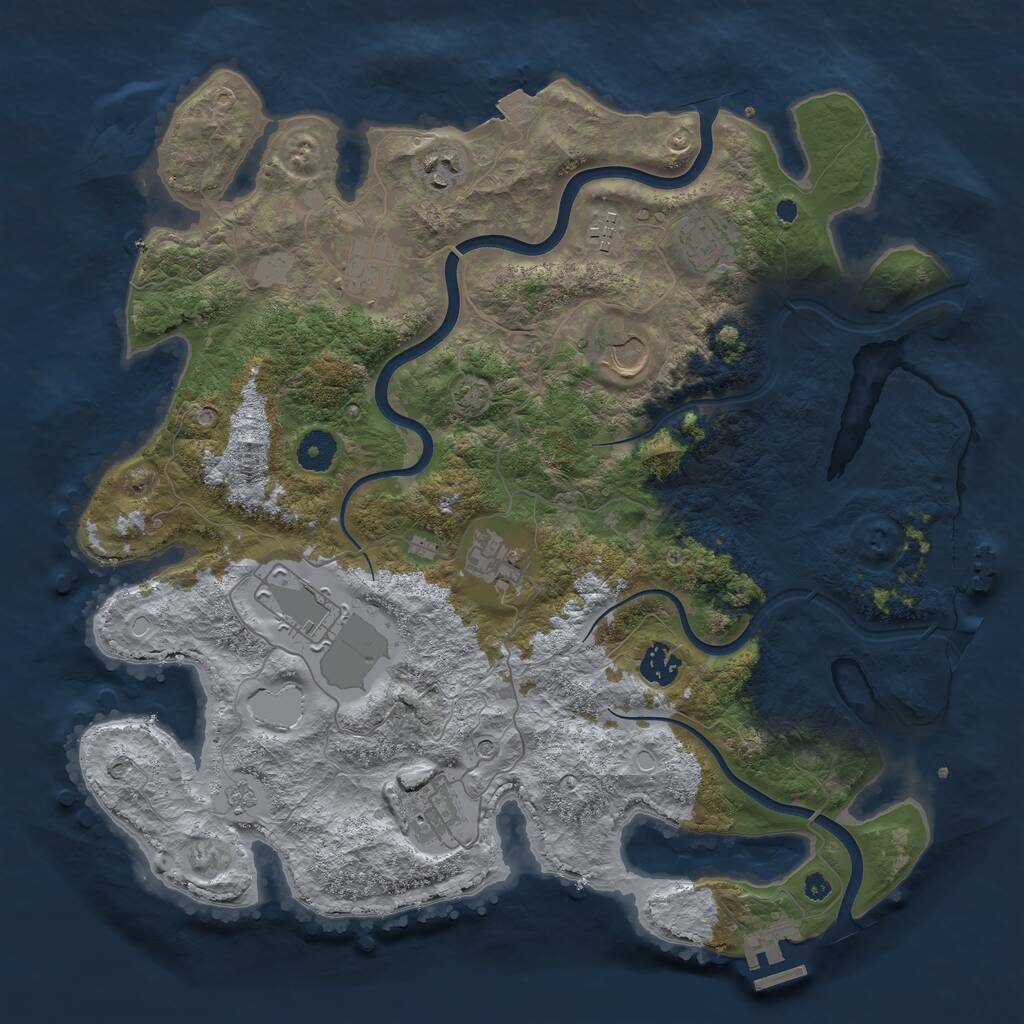 Rust Map: Procedural Map, Size: 3850, Seed: 2039510234, 15 Monuments