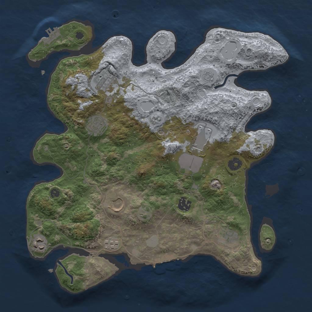 Rust Map: Procedural Map, Size: 3500, Seed: 446890077, 15 Monuments