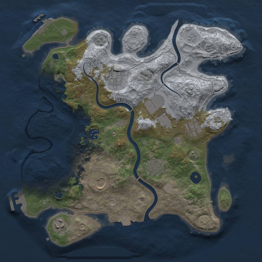 Rust Map: Procedural Map, Size: 3500, Seed: 446890077, 14 Monuments