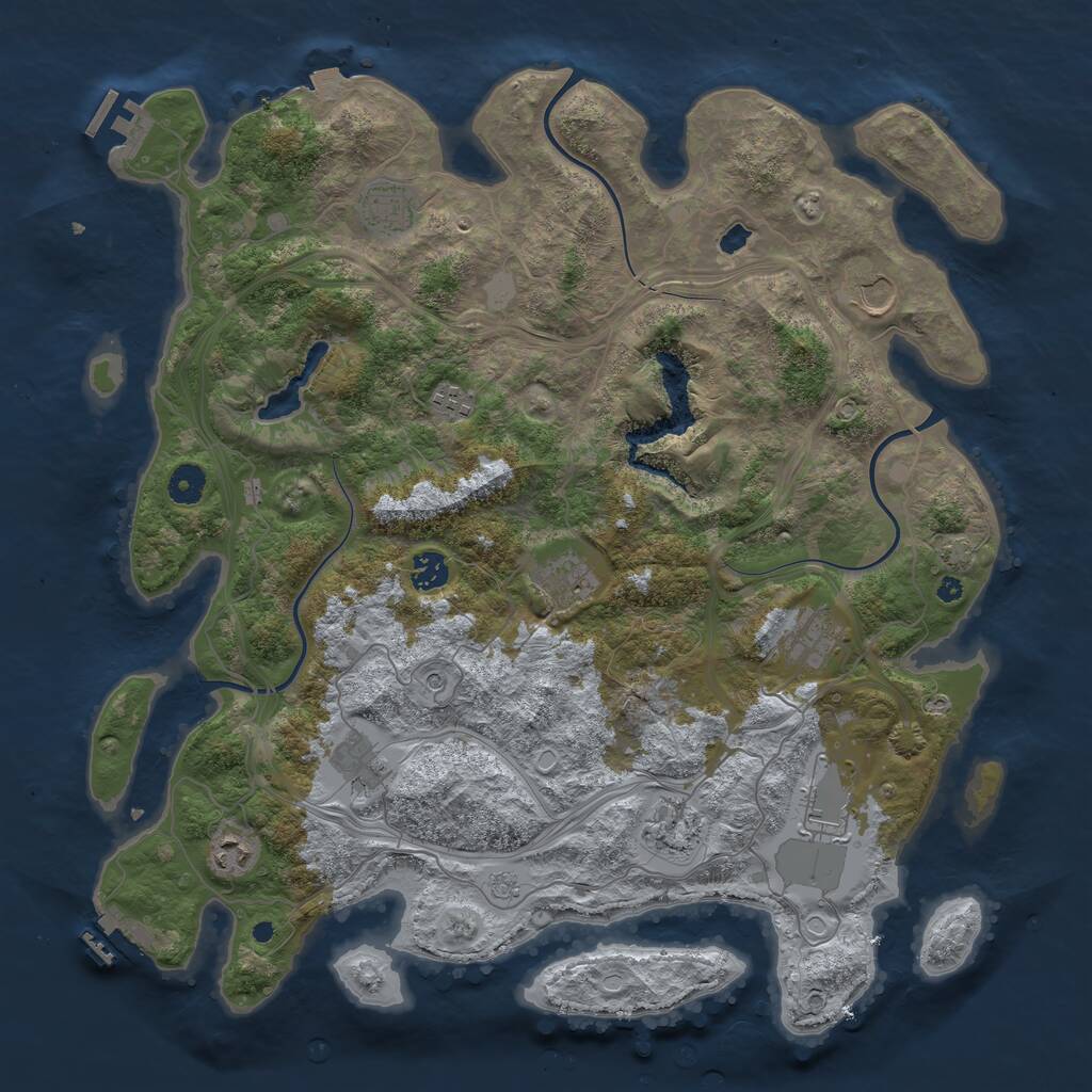 Rust Map: Procedural Map, Size: 4250, Seed: 1485669616, 16 Monuments