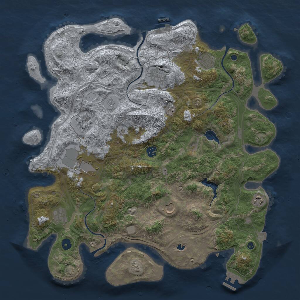 Rust Map: Procedural Map, Size: 4250, Seed: 1245344373, 15 Monuments