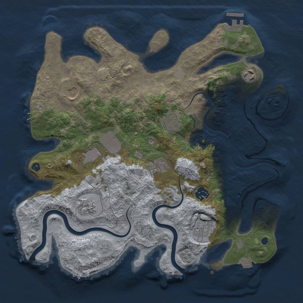 Rust Map: Procedural Map, Size: 3550, Seed: 598269790, 14 Monuments