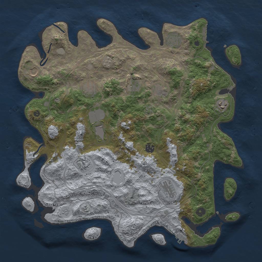 Rust Map: Procedural Map, Size: 4250, Seed: 2093521306, 18 Monuments