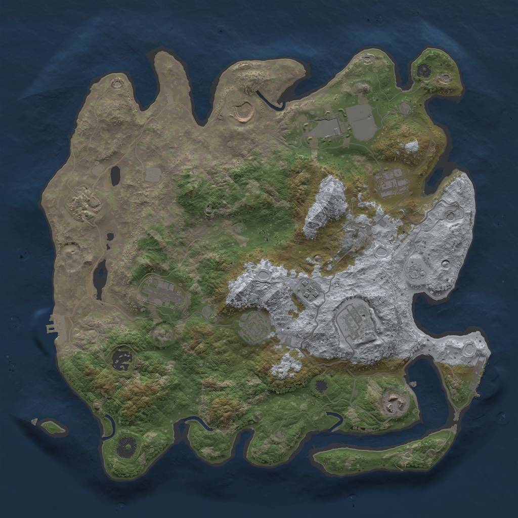 Rust Map: Procedural Map, Size: 3750, Seed: 2103913972, 17 Monuments