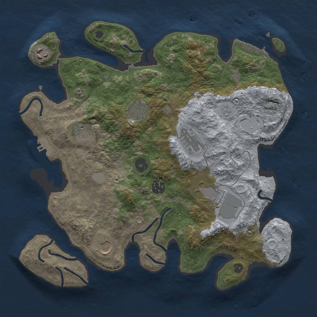 Rust Map: Procedural Map, Size: 3500, Seed: 377874444, 14 Monuments