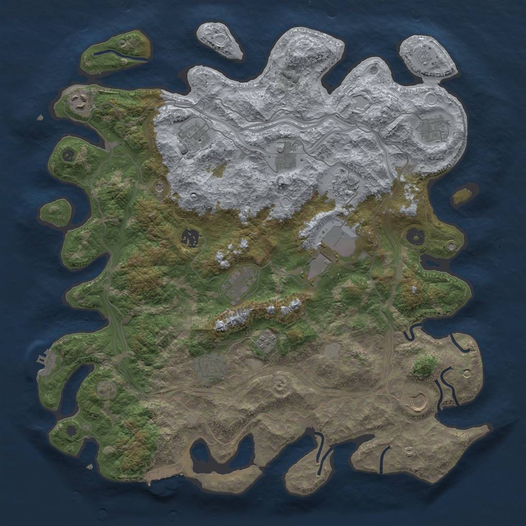 Rust Map: Procedural Map, Size: 4300, Seed: 84028492, 18 Monuments
