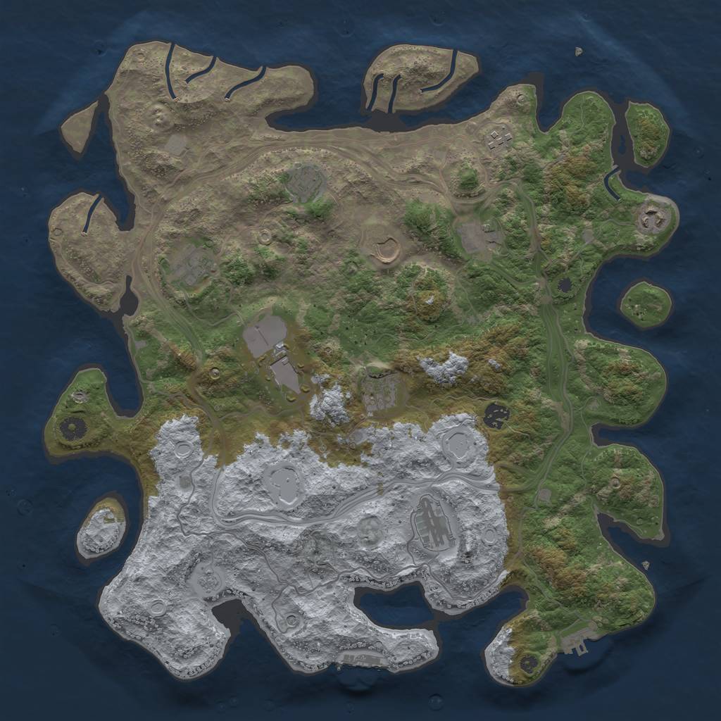 Rust Map: Procedural Map, Size: 4300, Seed: 1191750618, 17 Monuments
