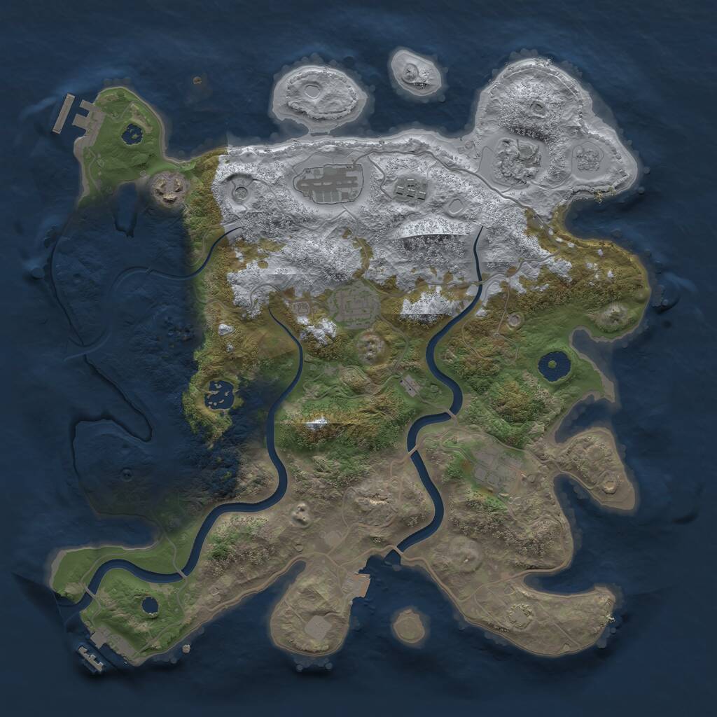 Rust Map: Procedural Map, Size: 3550, Seed: 85579796, 13 Monuments
