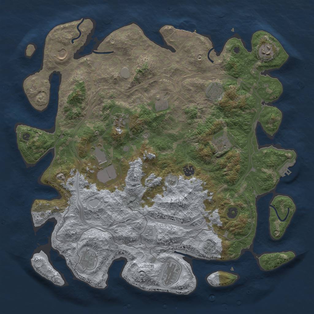 Rust Map: Procedural Map, Size: 4250, Seed: 2032418704, 18 Monuments