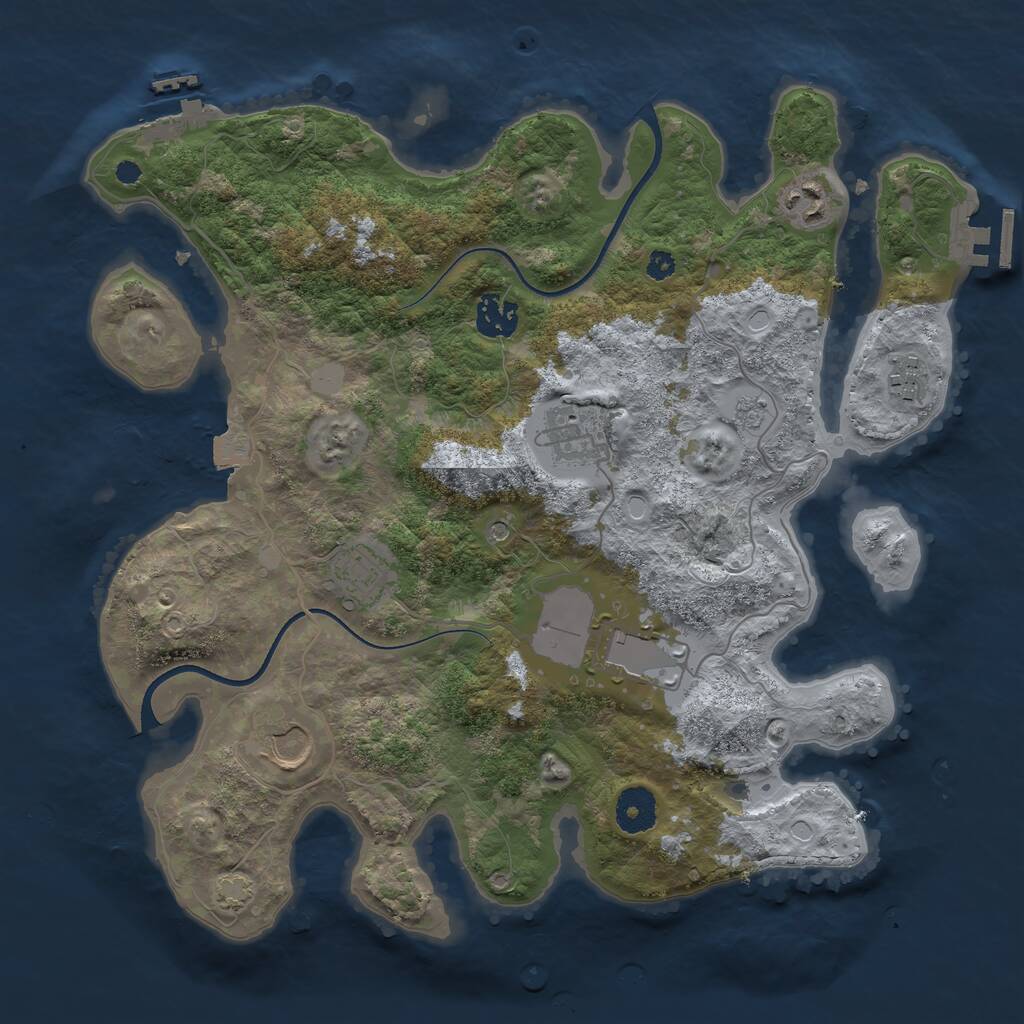 Rust Map: Procedural Map, Size: 3500, Seed: 115401021, 13 Monuments