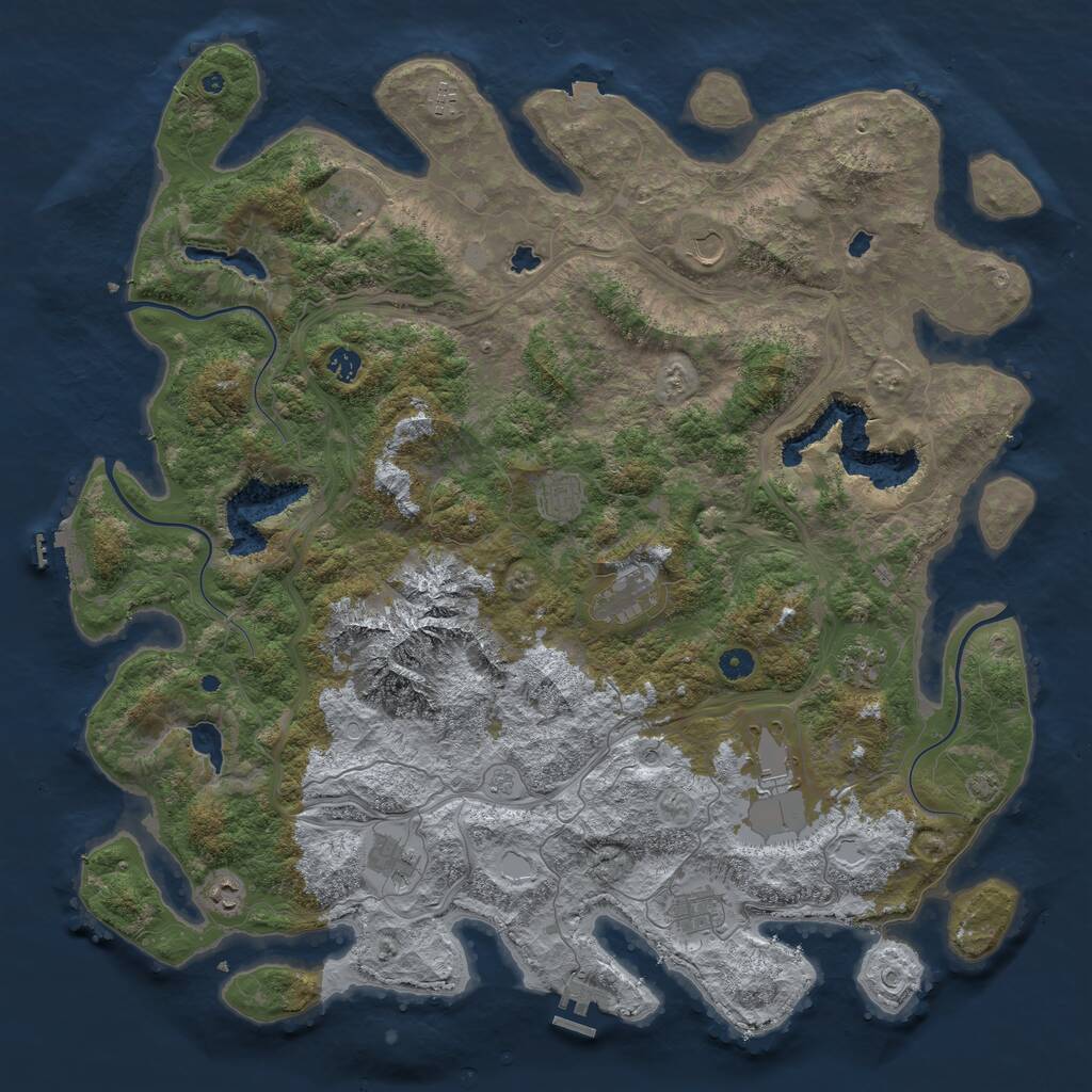 Rust Map: Procedural Map, Size: 5000, Seed: 1861495085, 17 Monuments