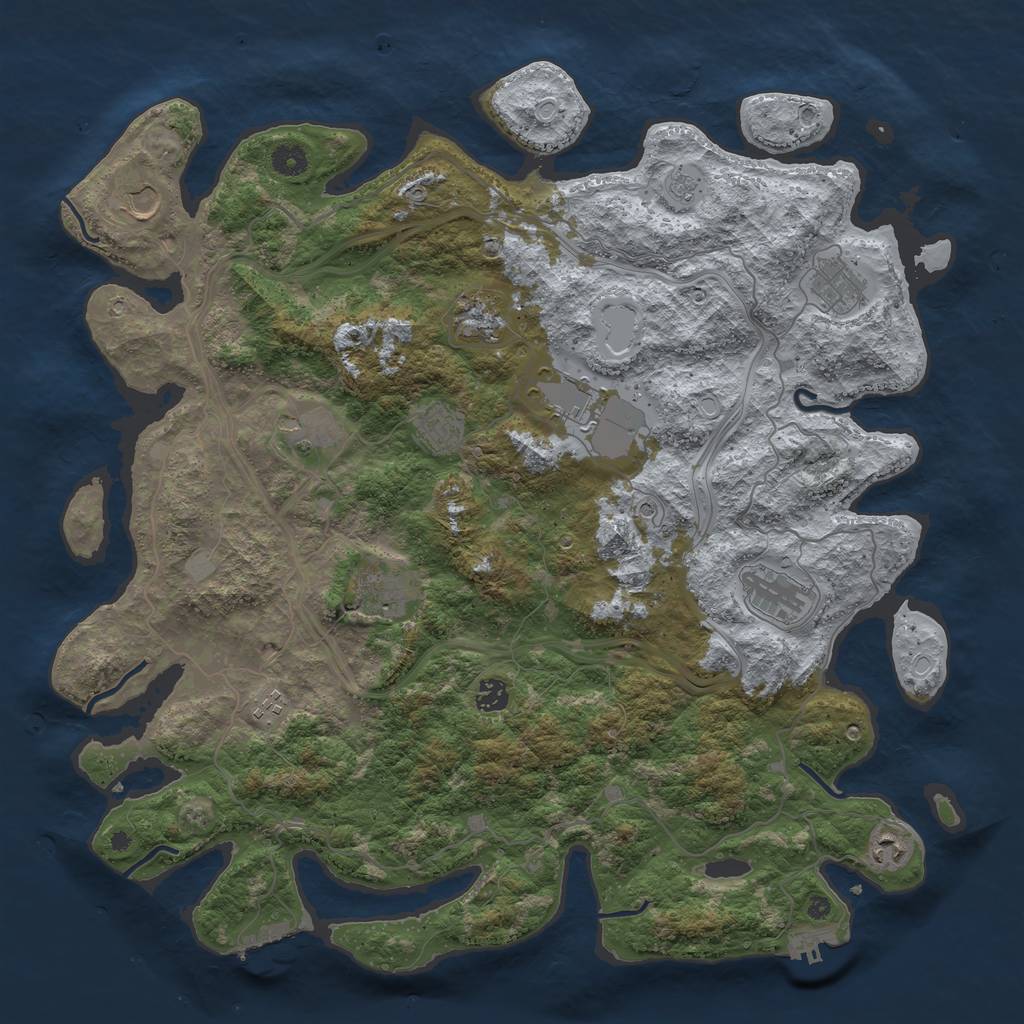 Rust Map: Procedural Map, Size: 4500, Seed: 1428993695, 18 Monuments