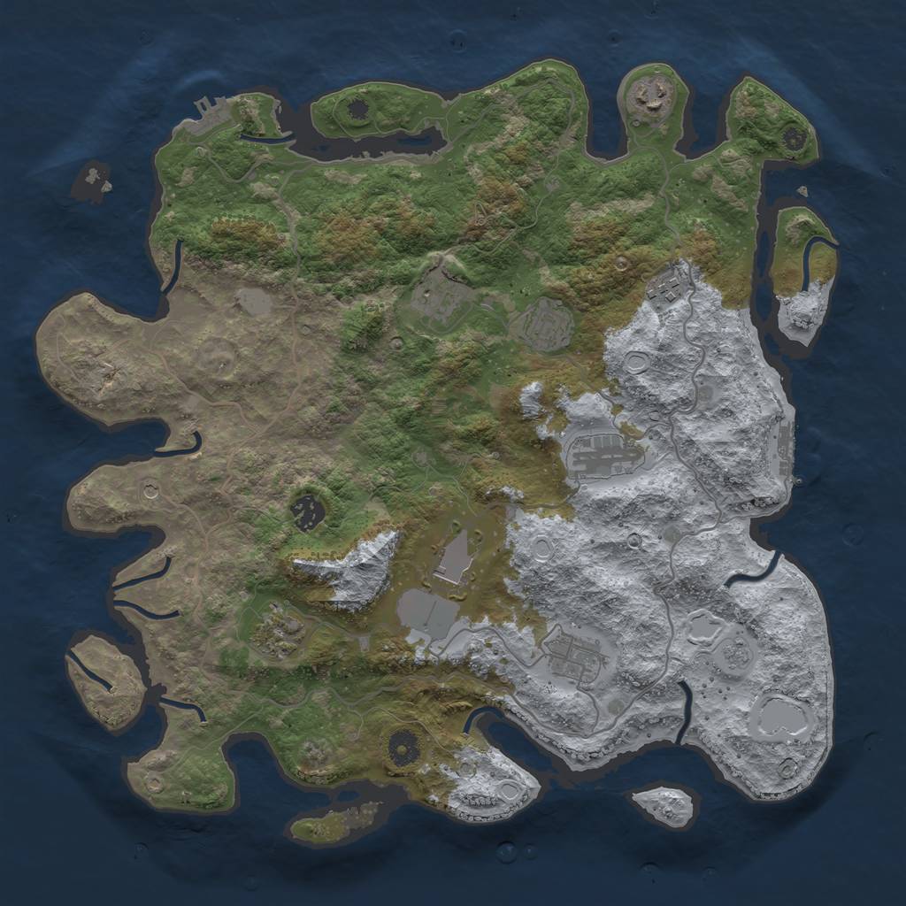 Rust Map: Procedural Map, Size: 4000, Seed: 145849252, 16 Monuments