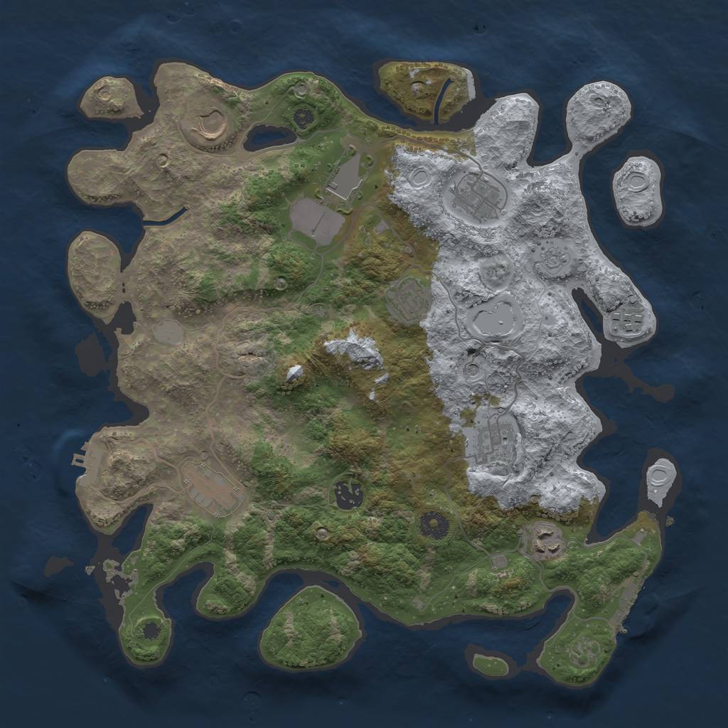 Rust Map: Procedural Map, Size: 3700, Seed: 93836513, 16 Monuments