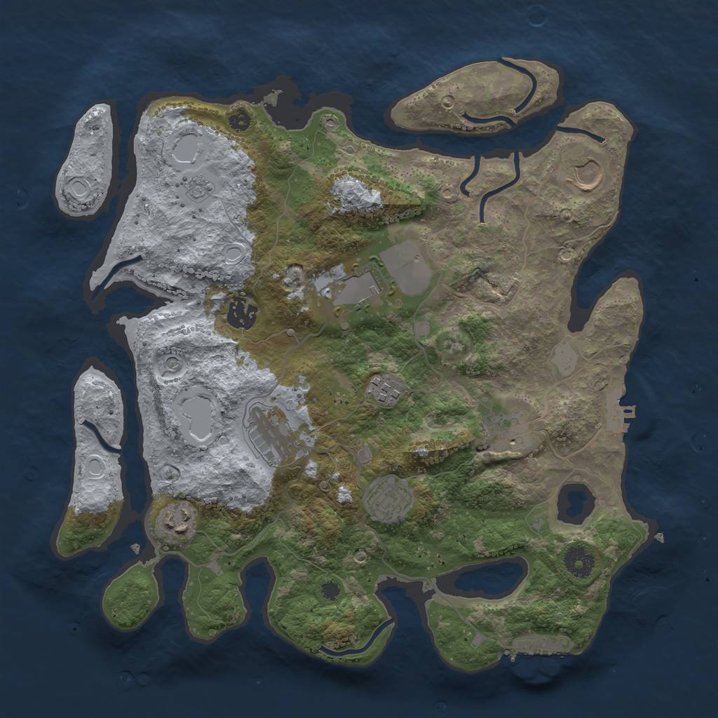 Rust Map: Procedural Map, Size: 3500, Seed: 48000, 15 Monuments