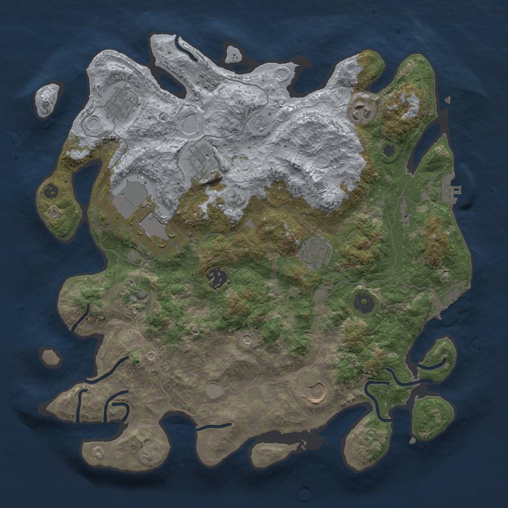 Rust Map: Procedural Map, Size: 3700, Seed: 2031294525, 16 Monuments