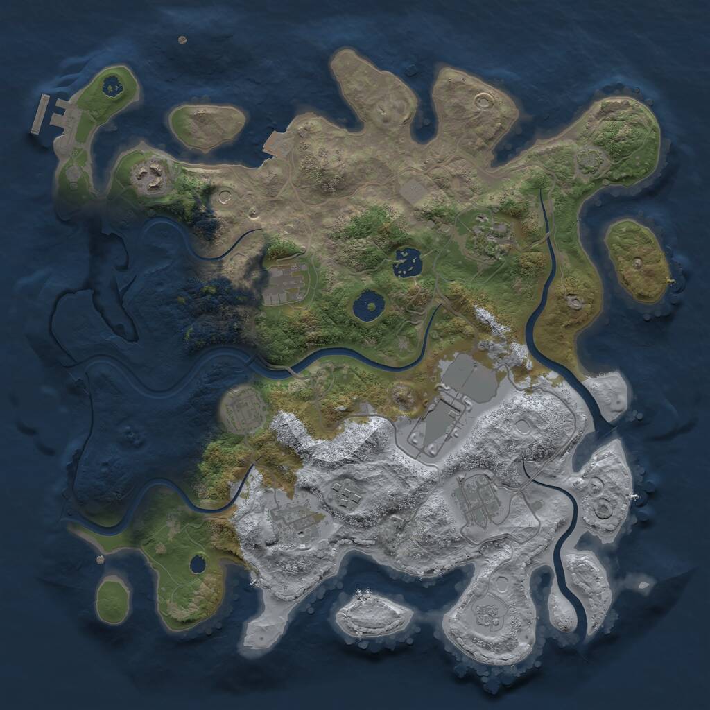 Rust Map: Procedural Map, Size: 3500, Seed: 352614791, 14 Monuments