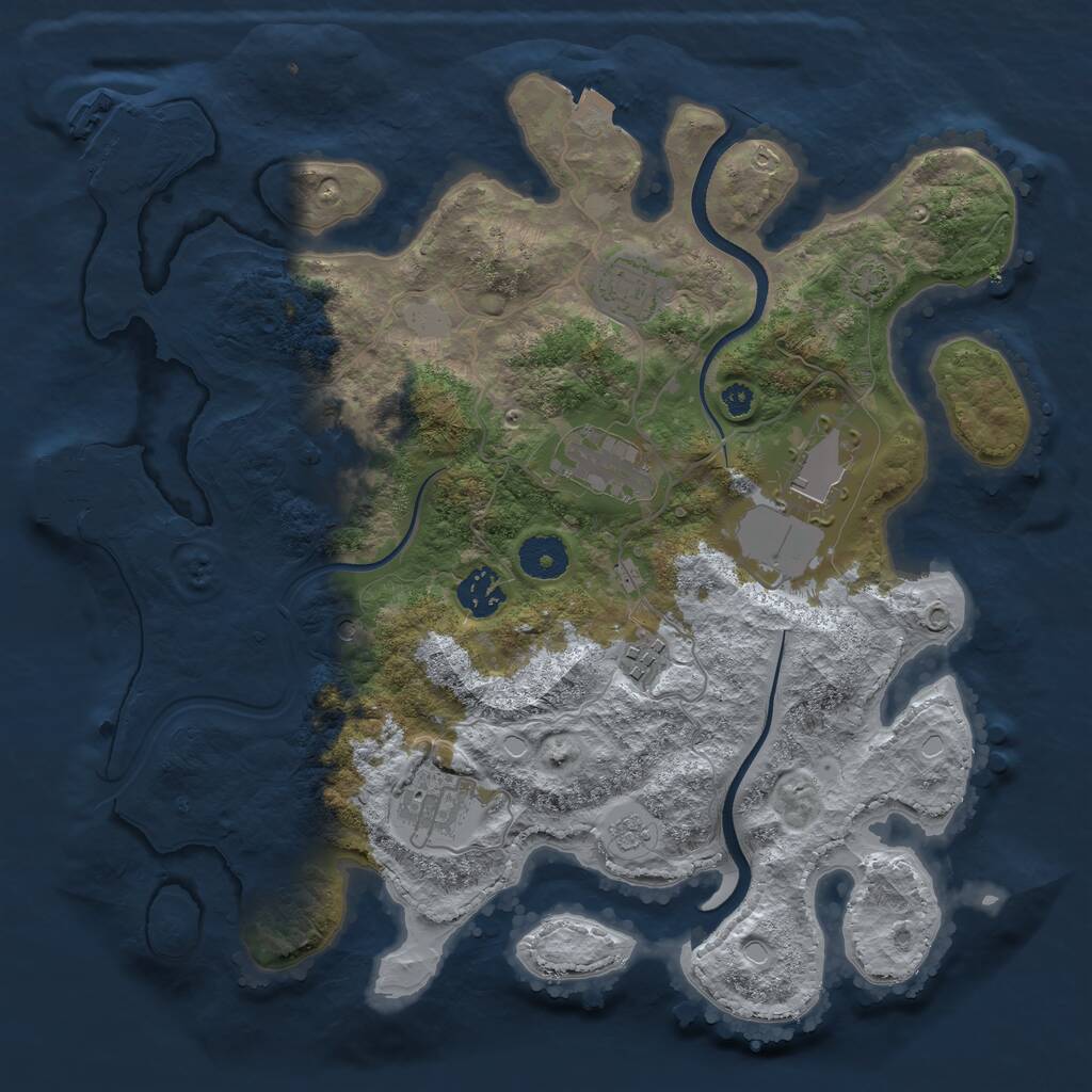 Rust Map: Procedural Map, Size: 3500, Seed: 352614791, 13 Monuments