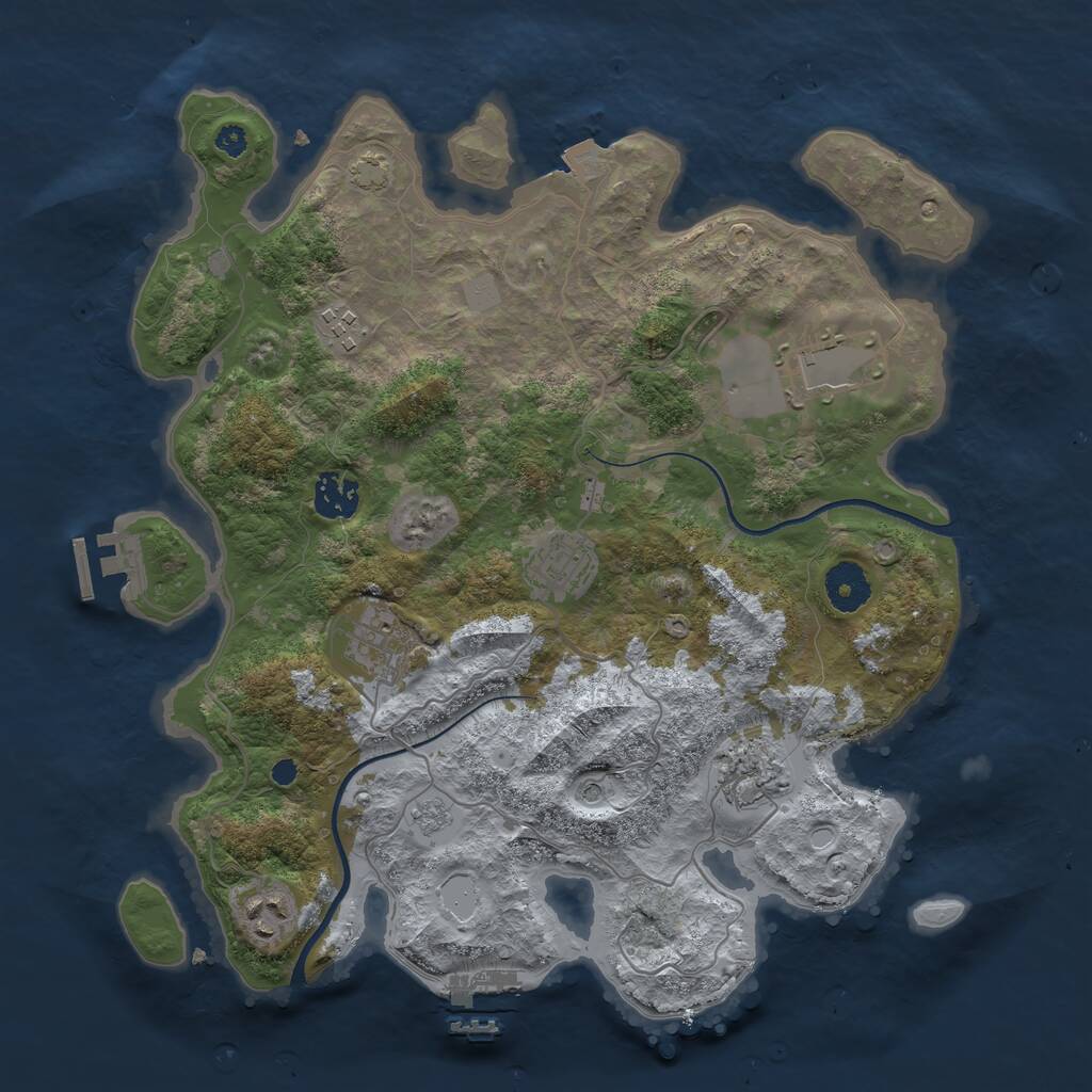 Rust Map: Procedural Map, Size: 3500, Seed: 46684, 13 Monuments