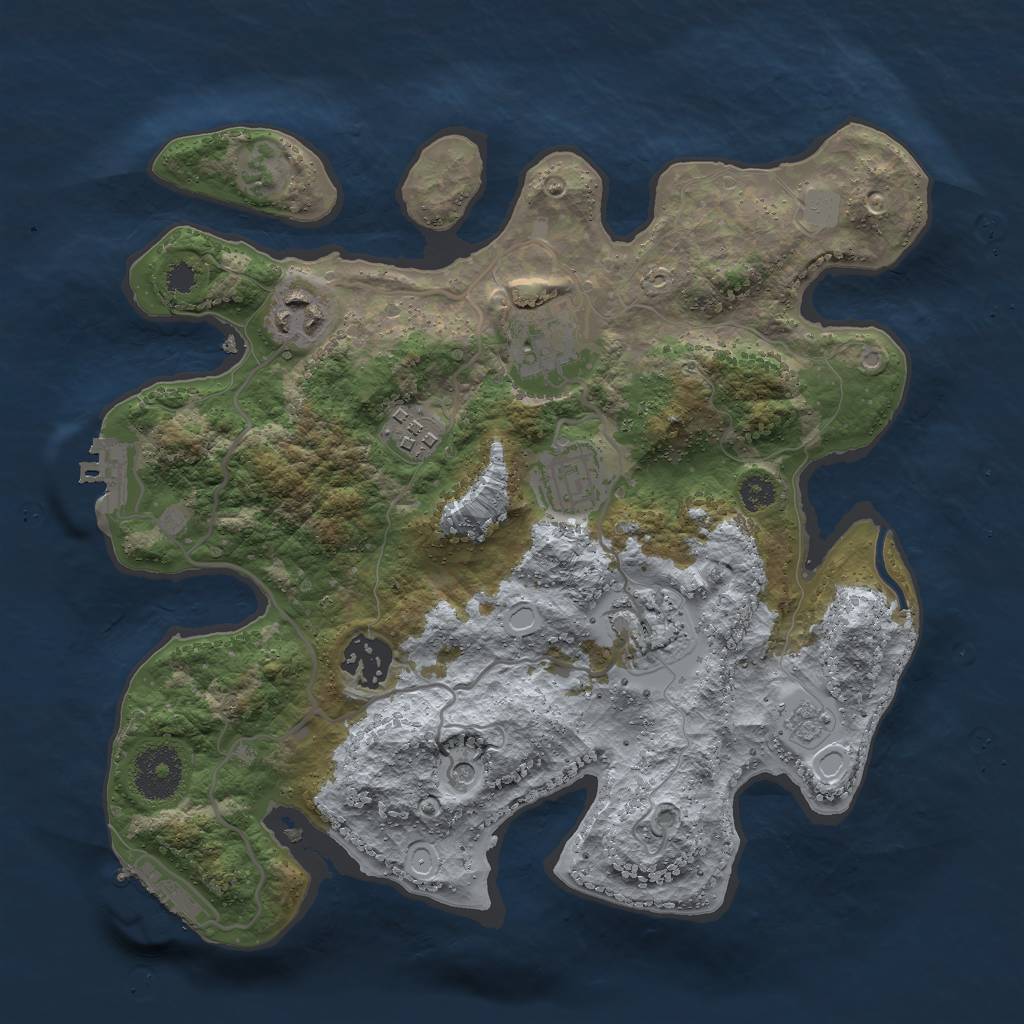Rust Map: Procedural Map, Size: 3000, Seed: 14243, 13 Monuments