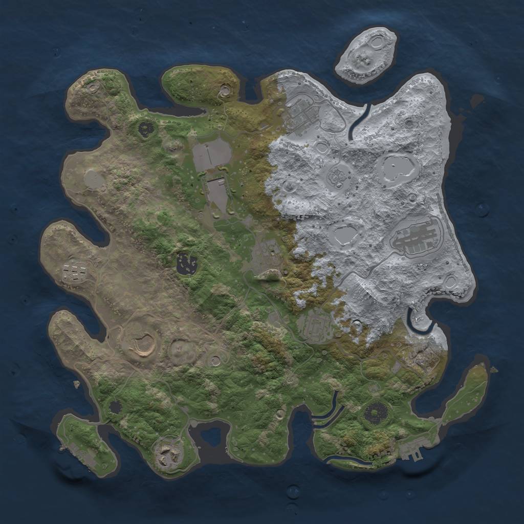 Rust Map: Procedural Map, Size: 3500, Seed: 739638722, 16 Monuments