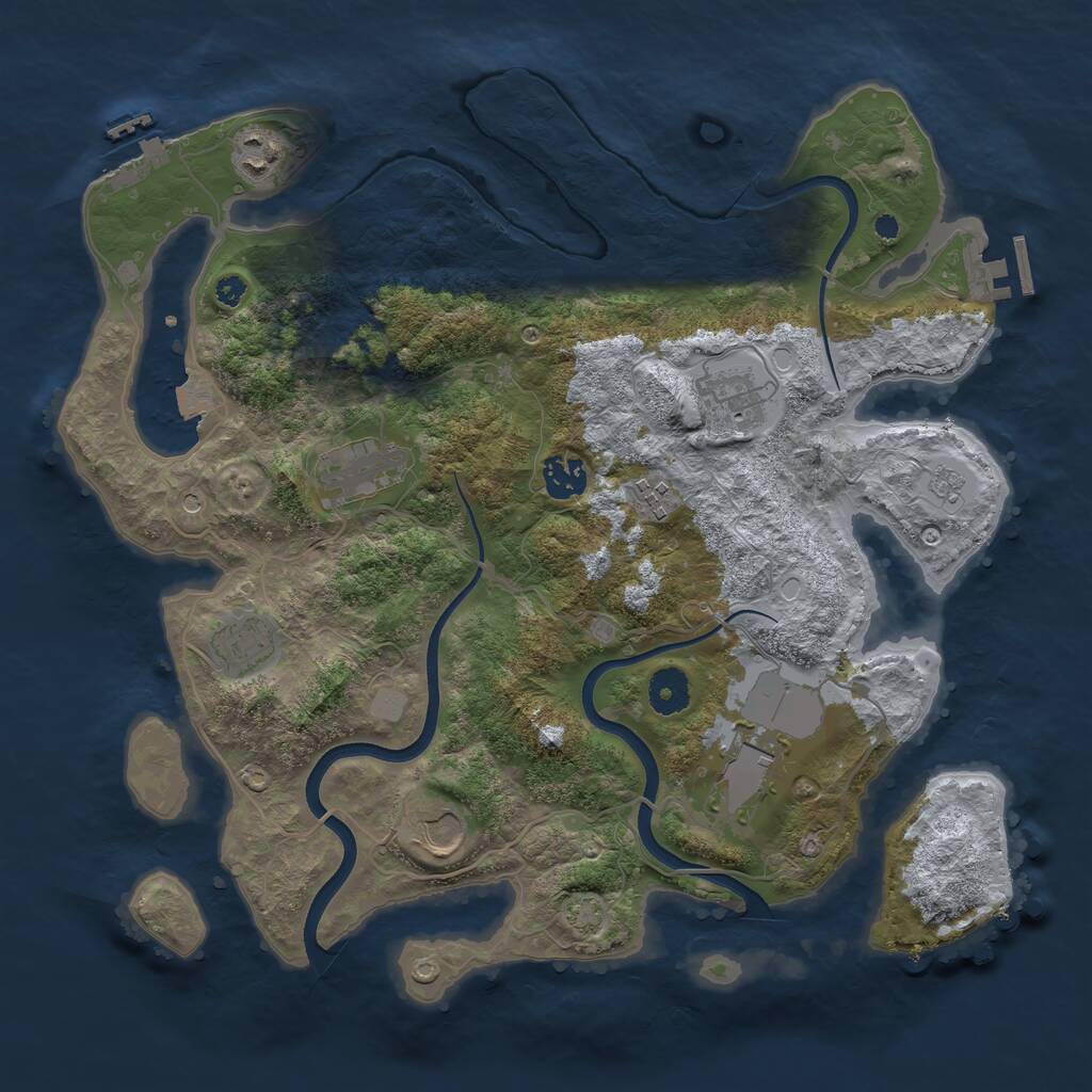 Rust Map: Procedural Map, Size: 3700, Seed: 1761624629, 14 Monuments