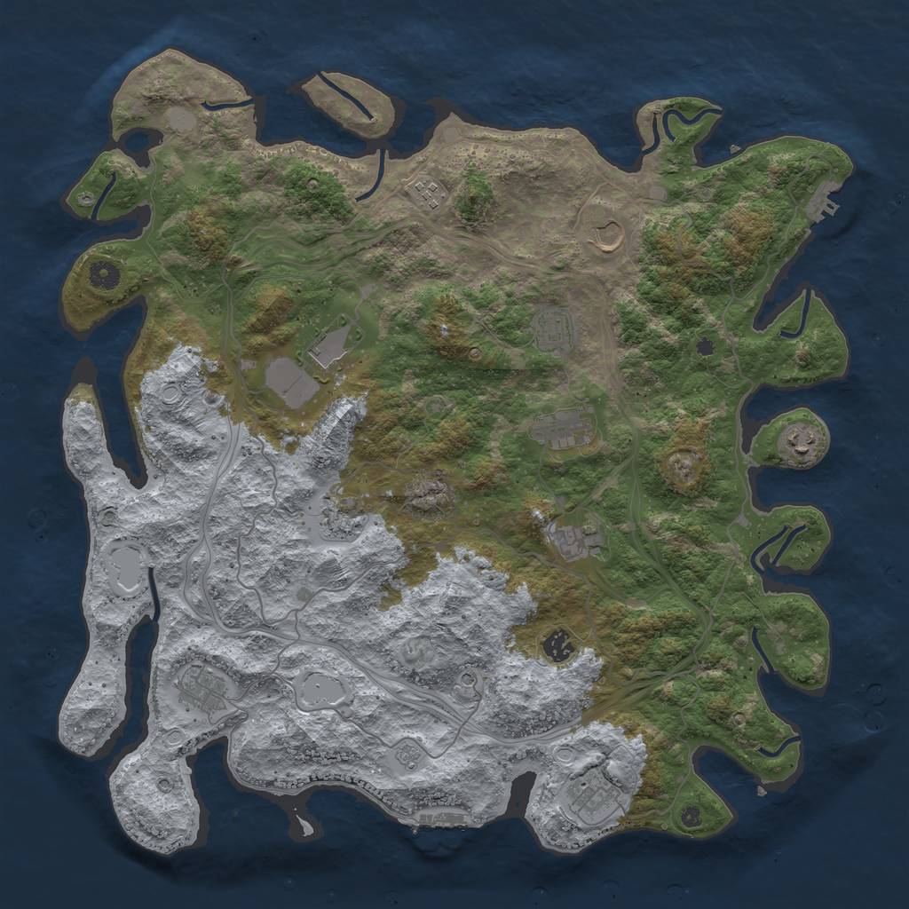 Rust Map: Procedural Map, Size: 4500, Seed: 3765534, 18 Monuments