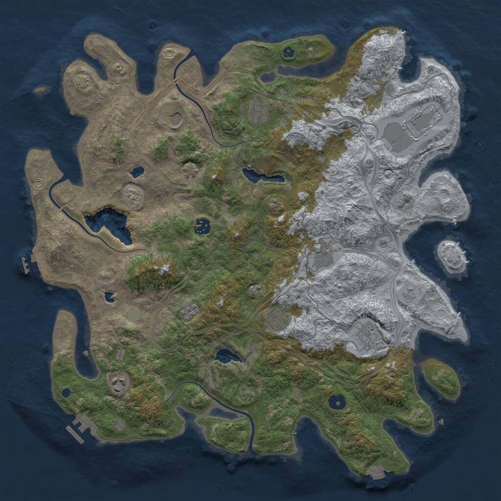 Rust Map: Procedural Map, Size: 4500, Seed: 54592021, 16 Monuments
