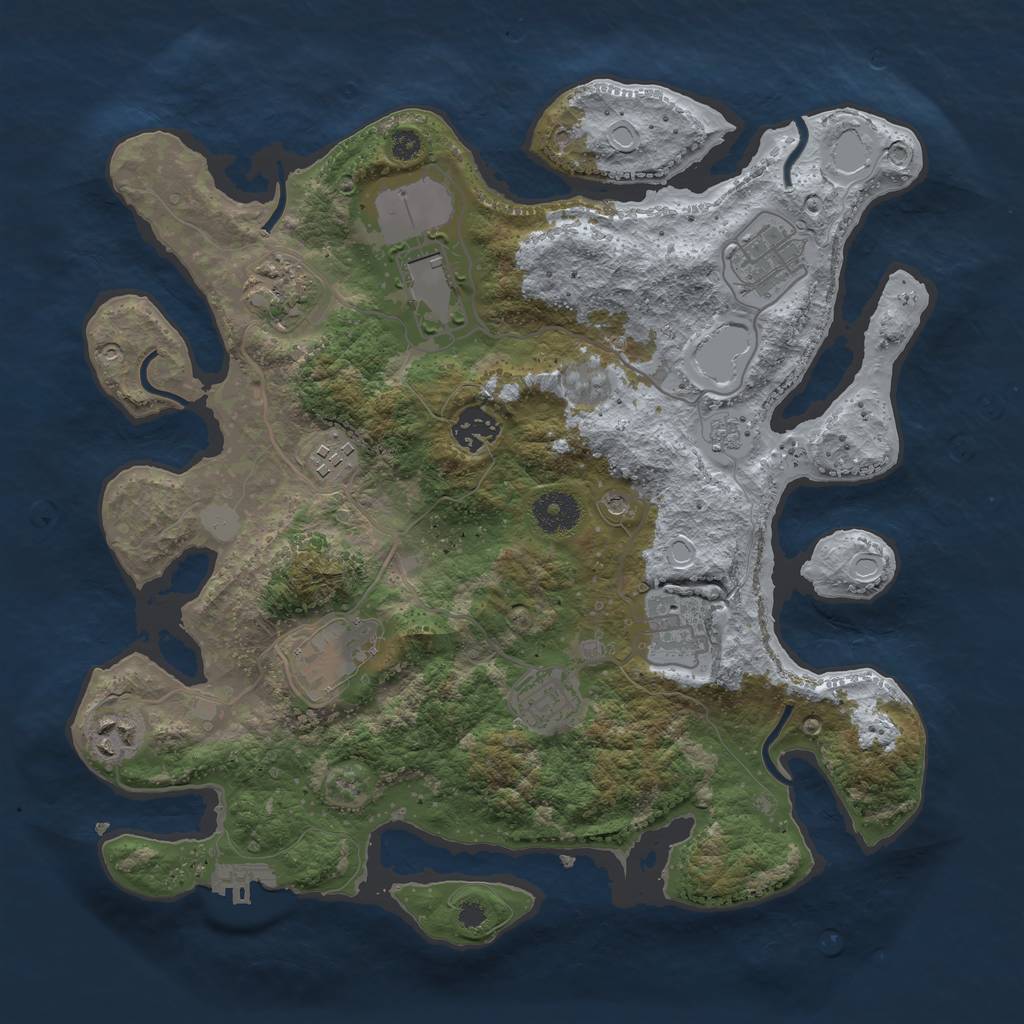 Rust Map: Procedural Map, Size: 3500, Seed: 10331684, 15 Monuments