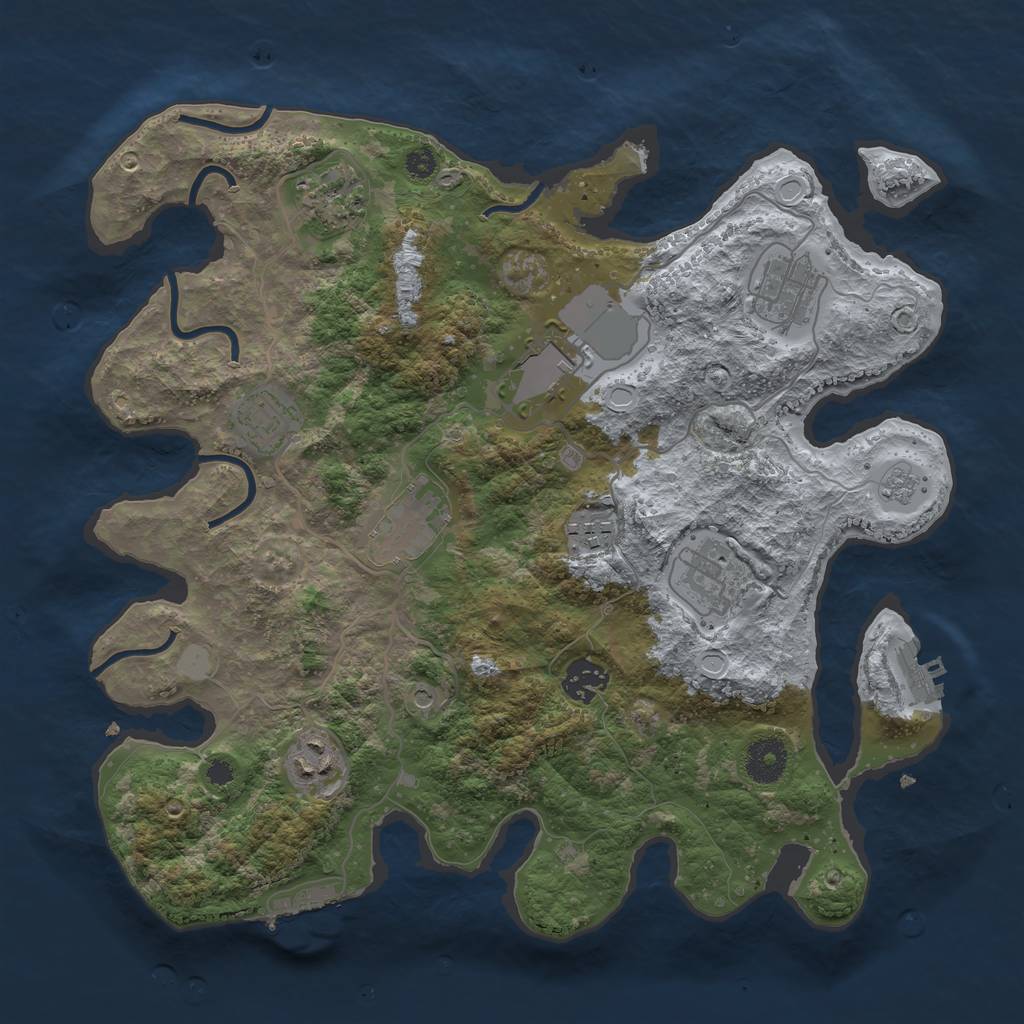 Rust Map: Procedural Map, Size: 3500, Seed: 1466240415, 16 Monuments