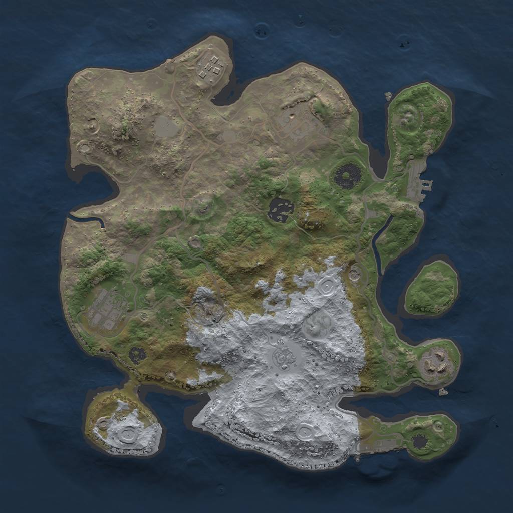 Rust Map: Procedural Map, Size: 3000, Seed: 2453231, 12 Monuments