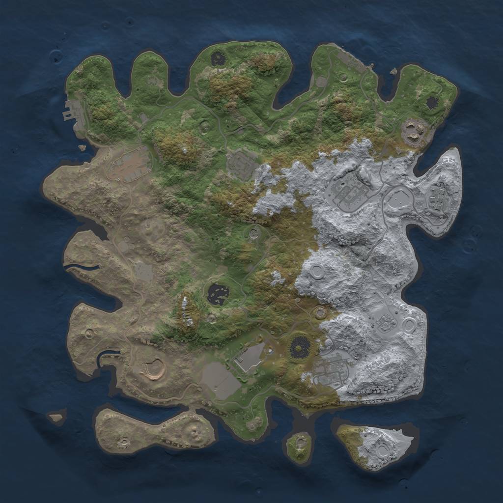 Rust Map: Procedural Map, Size: 3500, Seed: 656543469, 16 Monuments