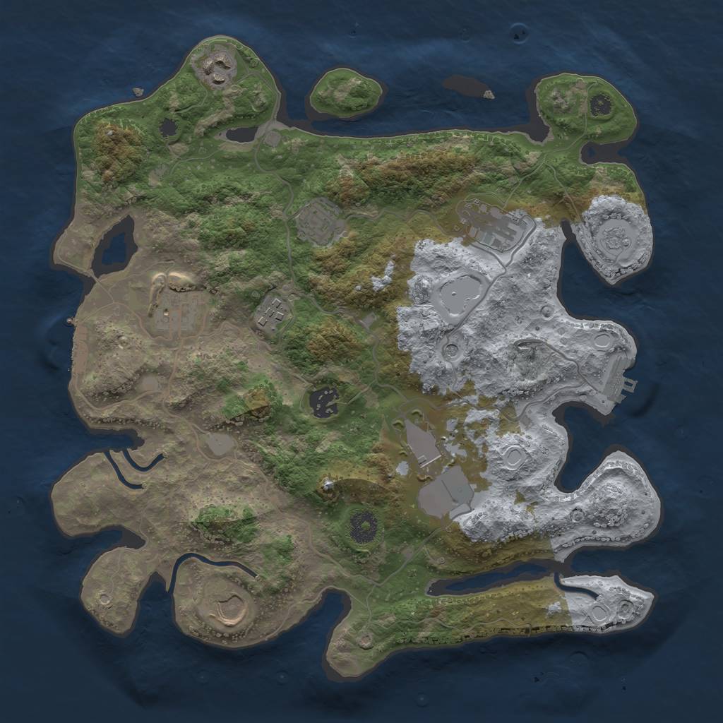 Rust Map: Procedural Map, Size: 3500, Seed: 16843927, 15 Monuments